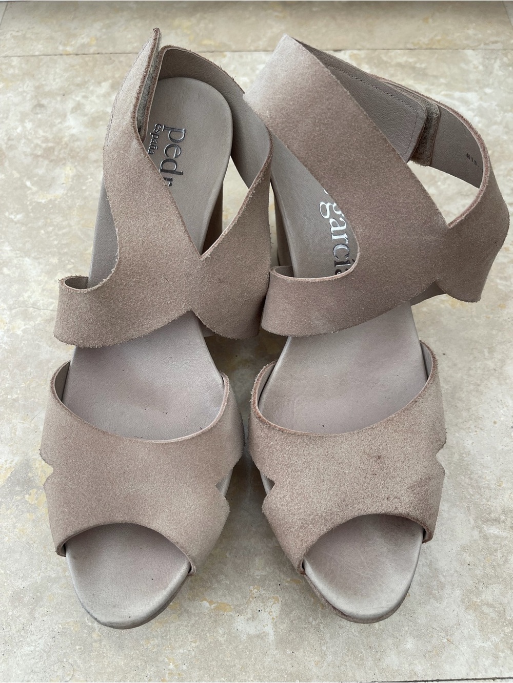 Pedro Garcia Taupe Suede Platform Sandals
